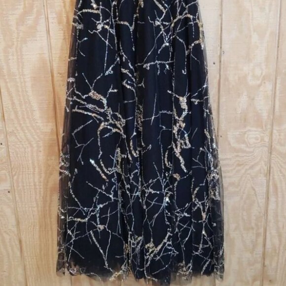 Mac Duggal NWT Black Gold Sequin Puff Sleeve Maxi Gown Dress Size 8 #204… - Picture 7 of 10